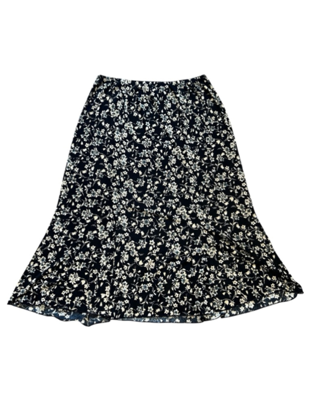 VINTAGE Petite Maxi Skirt Black Beige Floral XLP